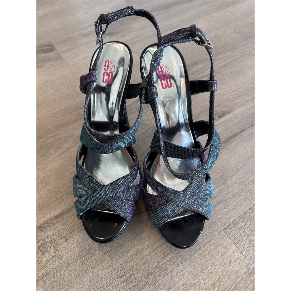 9 & CO Iridescent Glitter Strap Stiletto Prom Homecoming Dance Dress Shoe 10M